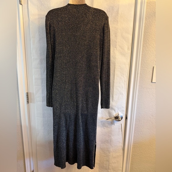 Rafaella Longline Women's Black & Gold Metallic Silk blend Cardigan Sz-L. DD12 - Picture 3 of 12